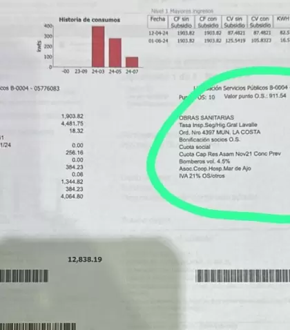 La factura de luz que comparti el ministro de Economa, Luis Caputo, para mostrar las tasas que ya no podrn incluir los municipios en las boletas