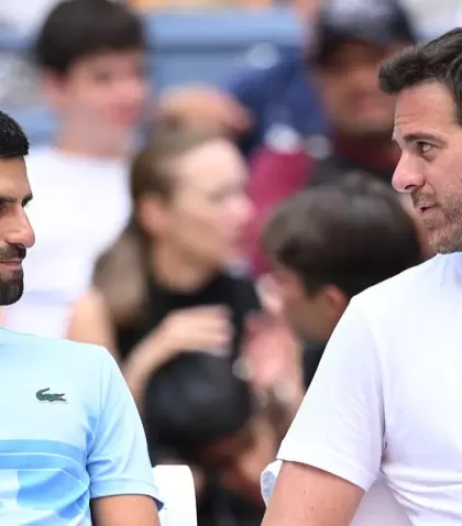 Novak Djokovic y Juan Martn Del Potro en la prctica que compartieron en agosto en la cancha principal del US Open 2024