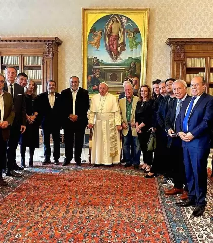 El papa Francisco con la delegacin de la CGT en El Vaticano