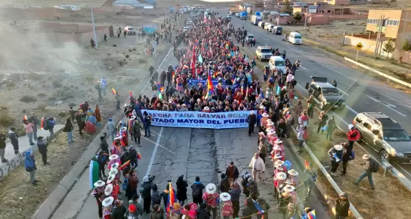 La "Marcha para salvar a Bolivia" que convoc ayer el expresidente de Bolivia Evo Morales contra el actual mandatario, Luis Arce