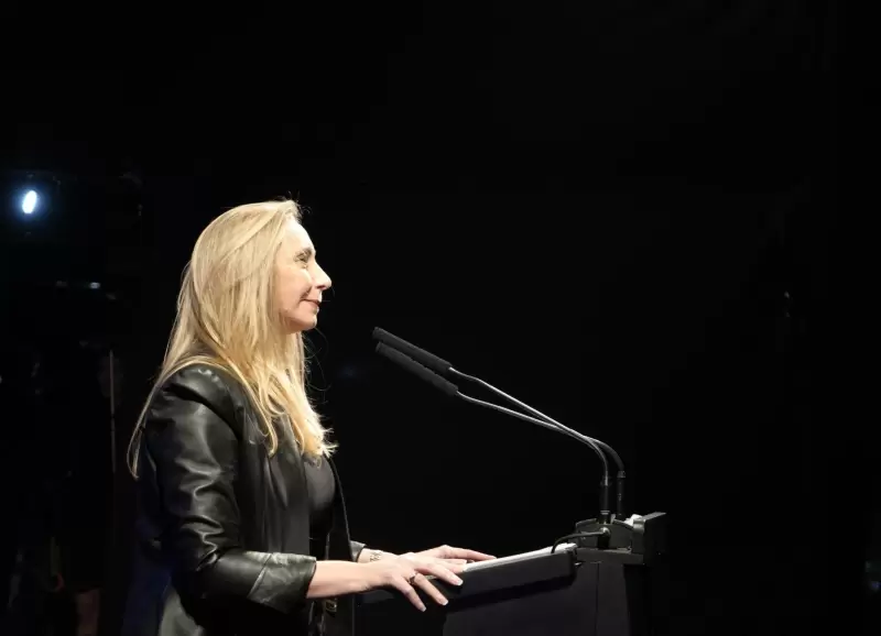 Karina Milei, en el acto en Parque Lezama.