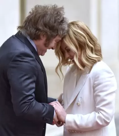 Javier Milei y Giorgia Meloni, en febrero.