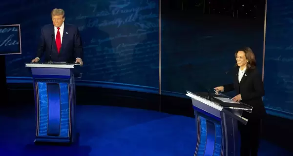 Donald Trump y Kamala Harris en el debate presidencial.
