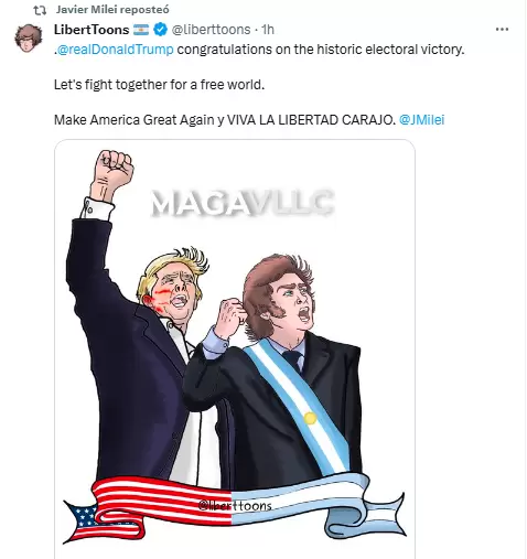 Dibujo de Donald Trump y Javier Milei