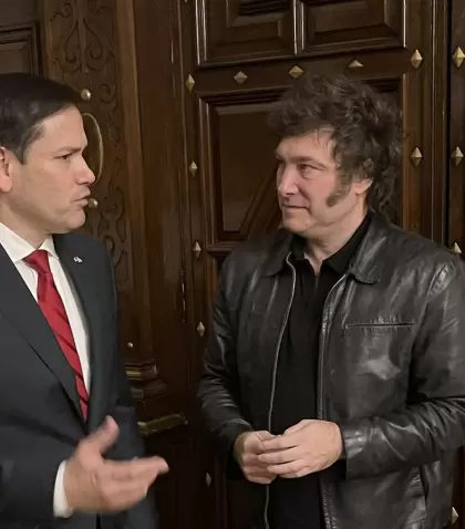 Milei y Rubio en la Casa Rosada durante la visita del estadounidense en febrero de este a�o