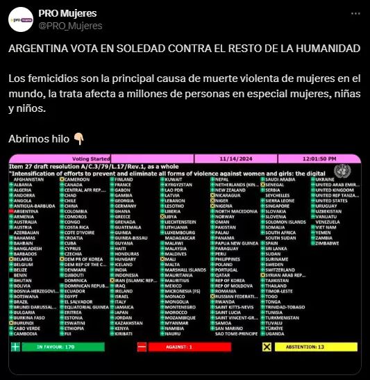 El tuit de PRO Mujeres