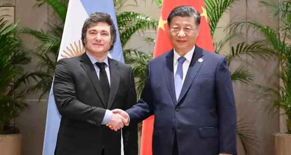 El presidente Javier Milei y su par chino, Xi Jinping.