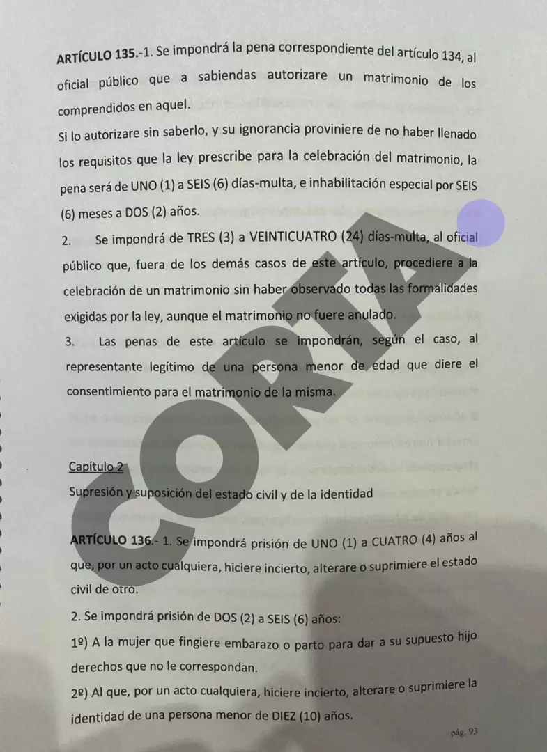 El borrador del nuevo Código Penal.
