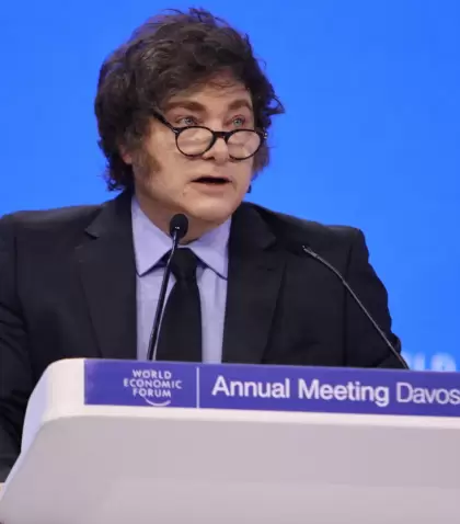 El presidente Javier Milei, en Davos.