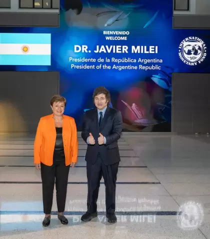 Milei y la titular del FMI, Kristalina Georgieva