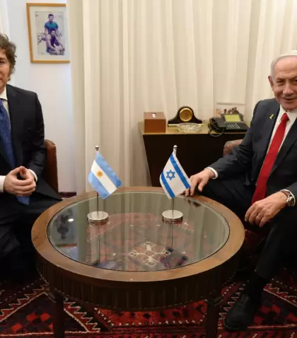 Javier Milei junto al primer ministro de Israel, Benjam�n Netanyahu, en Jerusal�n.