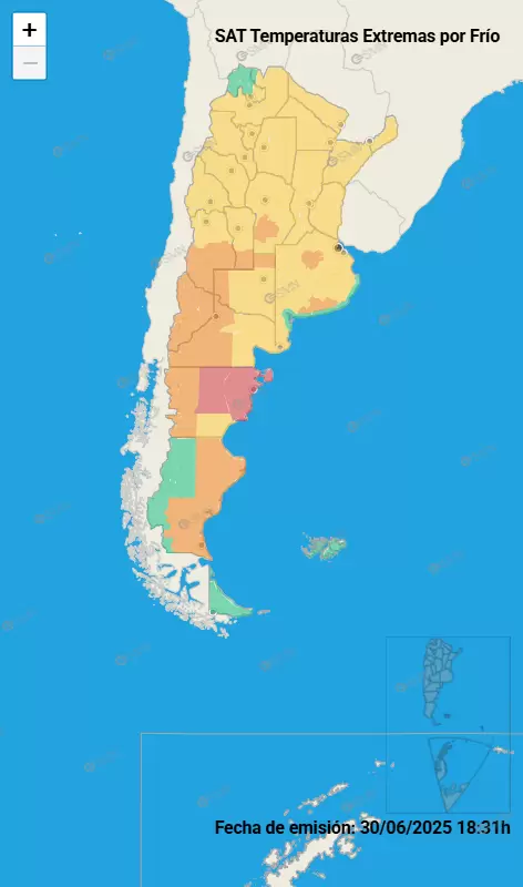 Mapa de temperaturas extremas