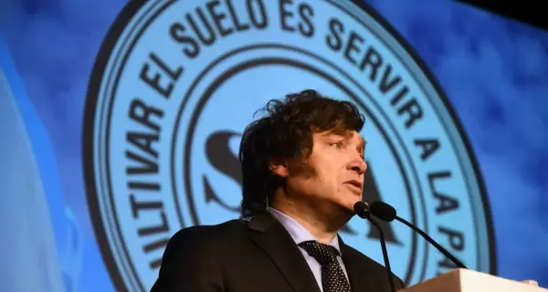 El presidente Javier Milei, en La Rural.