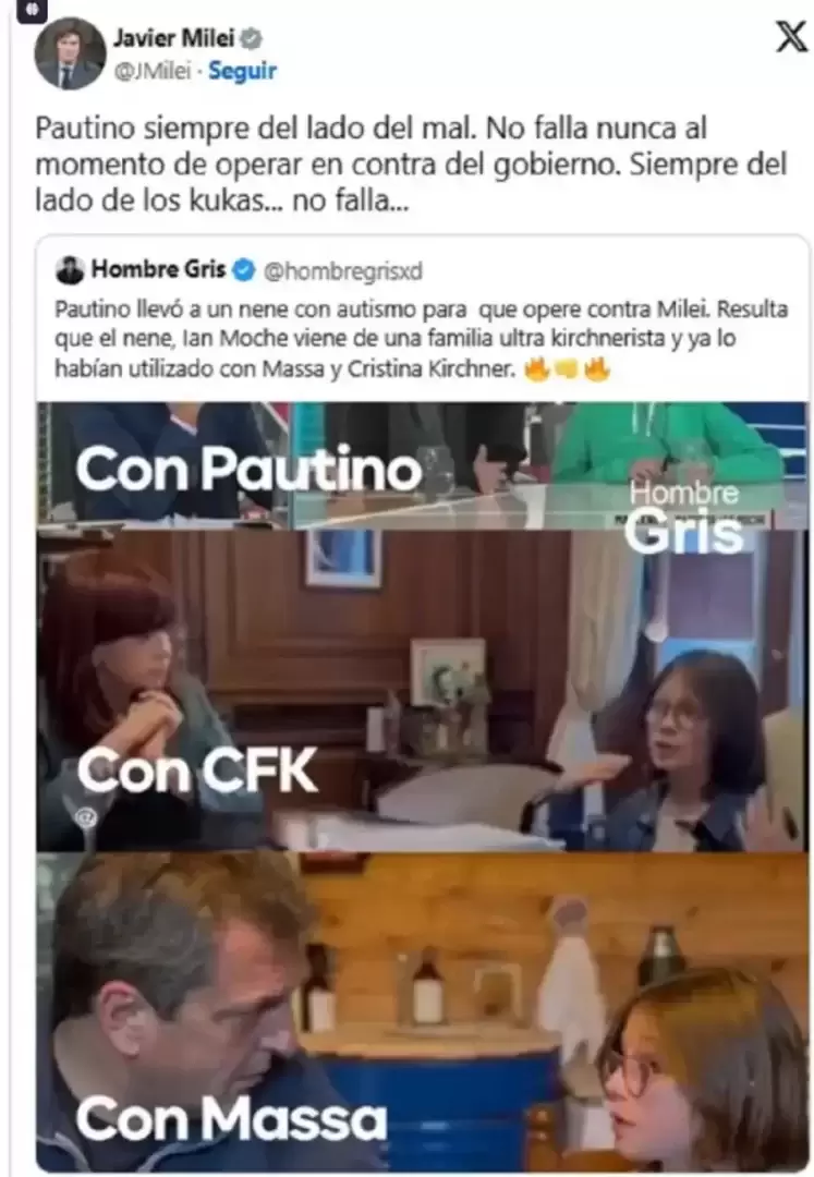 El tuit de Milei.