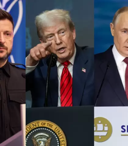 Volodymyr Zelensky, Donald Trump y Vlad�mir Putin