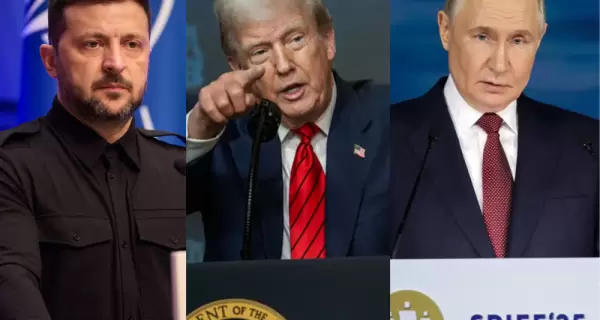 Volodymyr Zelensky, Donald Trump y Vlad�mir Putin