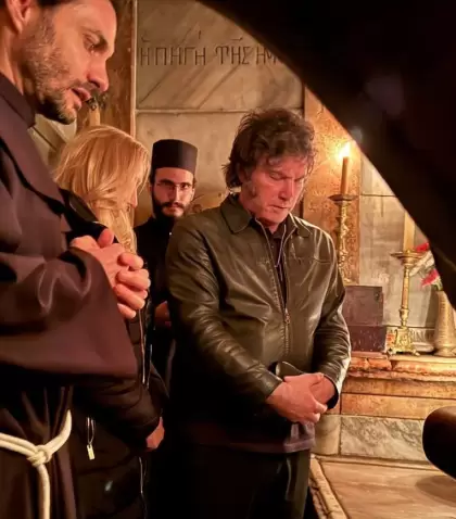 Javier Milei en la Iglesia del Santo Sepulcro, Israel.