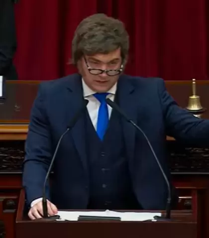 El presidente Javier Milei durante su discurso en la apertura de sesiones del Congreso de 2026.