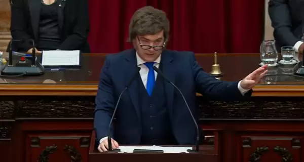 El presidente Javier Milei durante su discurso en la apertura de sesiones del Congreso de 2026.