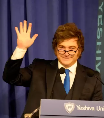 El presidente Javier Milei en la Yeshiva University en Nueva York.