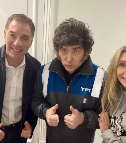 Diego Santilli, Javier Milei y Karina Milei.