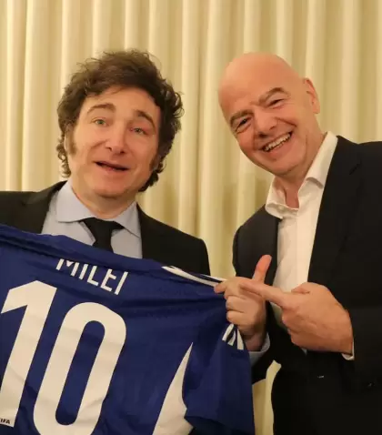 Javier Milei y el presidente de la FIFA, Gianni Infantino.